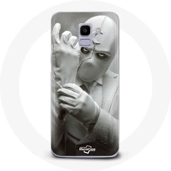 Samsung Galaxy A8 2018 Handyhülle mit Moon Knight Batman Poster Design in Grau - Bild 1