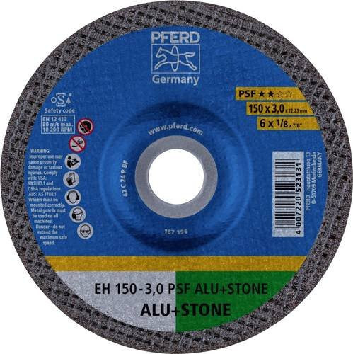 PFERD Trennscheibe EH 150-3,0 PSF ALU+STONE gekröpft für Aluminium, NE-Metalle und Stein, Blau, 25 Stück, Durchmesser: 150 mm, Bohrung: 22,23 mm, Dicke: 3,0 mm - Bild 1