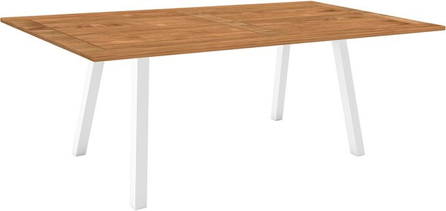 Stern Interno Esstisch mit Teakplatte, weiß, B/T: 180 x 100 cm - Bild 1