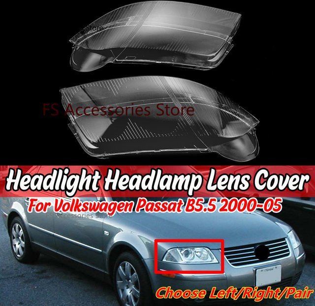 F.Q.D.CAR Scheinwerfer Objektiv Abdeckung Ersatz für Volkswagen VW Passat B5.5 2000-2005, transparent - Bild 1