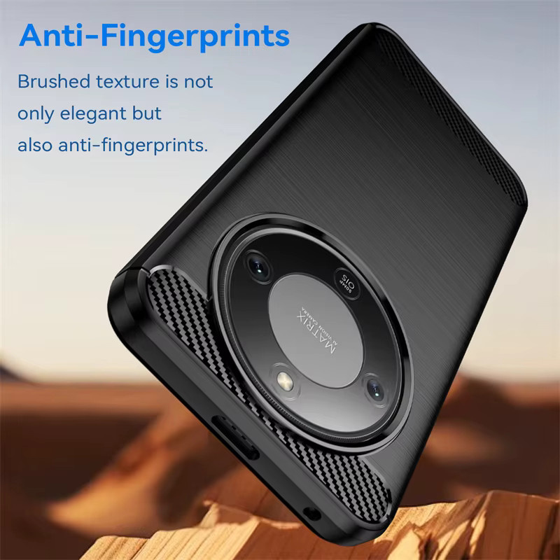 Stoßfeste Honor Handyhülle mit Carbon-Faser-Muster in Schwarz, Matt Gefrostetes TPU für Honor X70, X9d und Magic8 Lite 7 - Bild 6