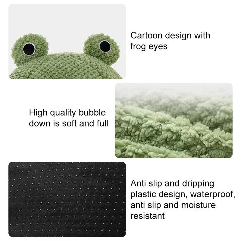 Yiran Furniture Katzenbett und Hundebett Cartoon Frosch, rund, Plüsch, Grün - Bild 4