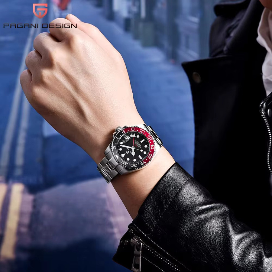 Pagani Design GMT-Uhr, Automatik, Edelstahl, Keramik-Lünette, Herren - Bild 4