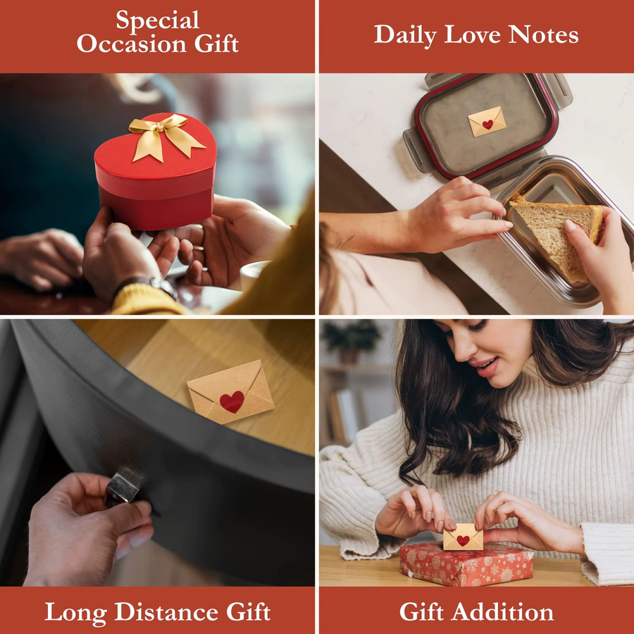 30 Stück Mini-Umschläge aus Kraftpapier in Braun mit Herz-Aufklebern für Hochzeiten und Valentinstag - Bild 6