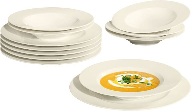 Seltmann Weiden Tafelservice Zoé Fine Diamond aus Porzellan, 12er Set, Weiß - Bild 1
