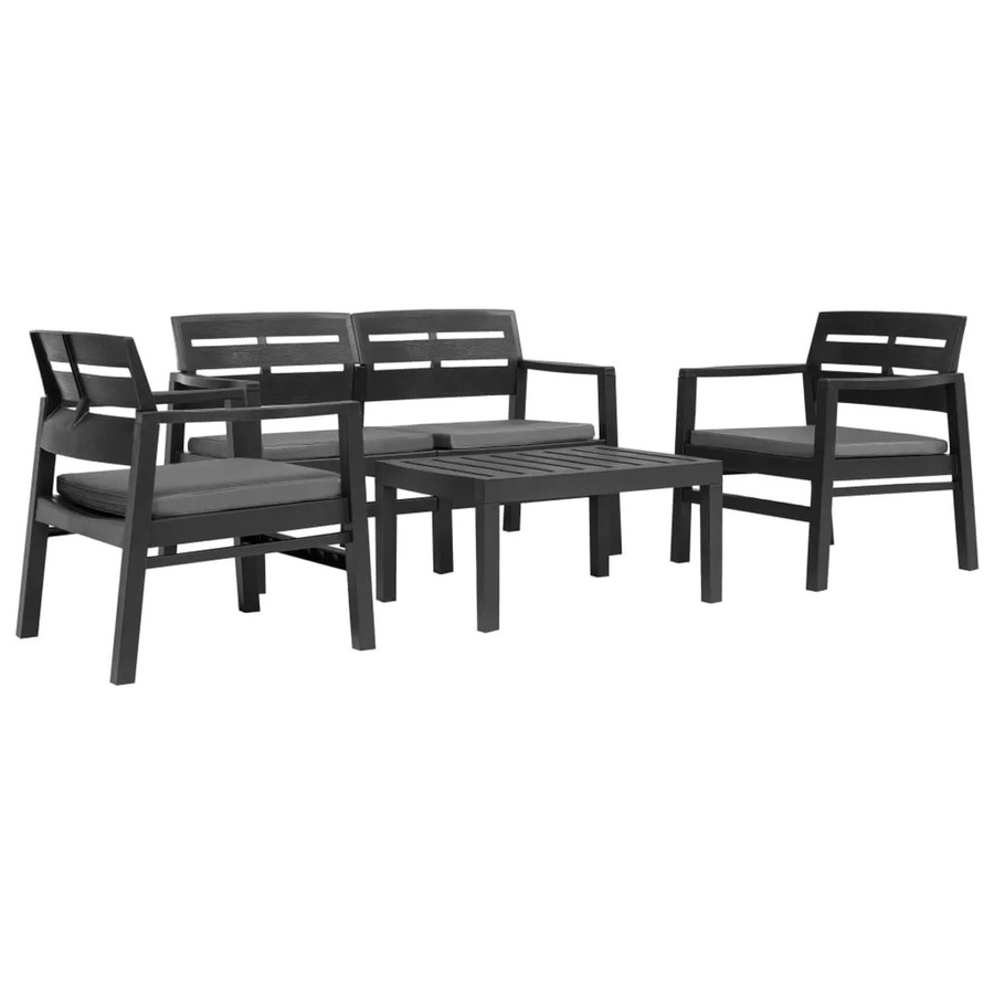 vidaXL 4-teiliges Gartenmöbel-Set aus Kunststoff in Anthrazit für Garten und Terrasse - Bild 2