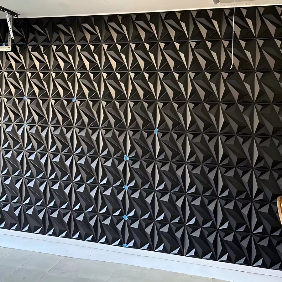 Wasserdichte 3D-Wandpaneele in Schwarz mit geometrischem Design für Wohnzimmer, Badezimmer und Küche, B/H: 30 x 30 cm - Bild 2