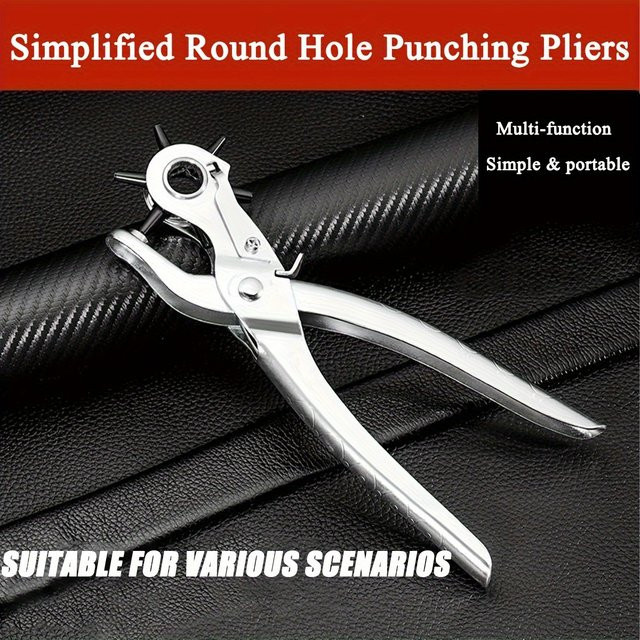 Professionelles Locher-Werkzeug aus Metall in Silber für Leder, Gürtel, Uhrenarmbänder und Handtaschengurte - Bild 1