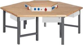 STIER Gruppenwerkbank mit 6 Schubladen, Energieaufsatz und Höhenverstellung, B/T/H: 270 x 234 x 79-114 cm - Bild 1