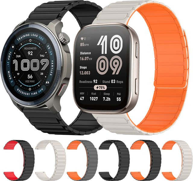 Uhrenarmband Silikon, Magnetisch, 22 mm, Schwarz, Unisex - Bild 1