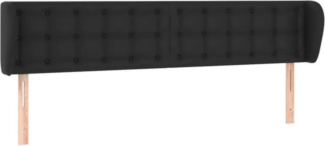 vidaXL Kopfteil mit Ohren in Schwarz aus Kunstleder, B/T/H: 203 x 23 x 78/88 cm - Bild 1