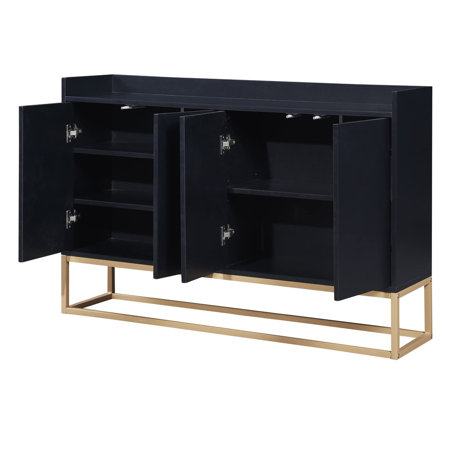 Flieks Sideboard Kommode im minimalistischen Stil mit 4 Türen und Schubladen in Navy Blau, B/T/H: 120 x 30 x 80 cm - Bild 2