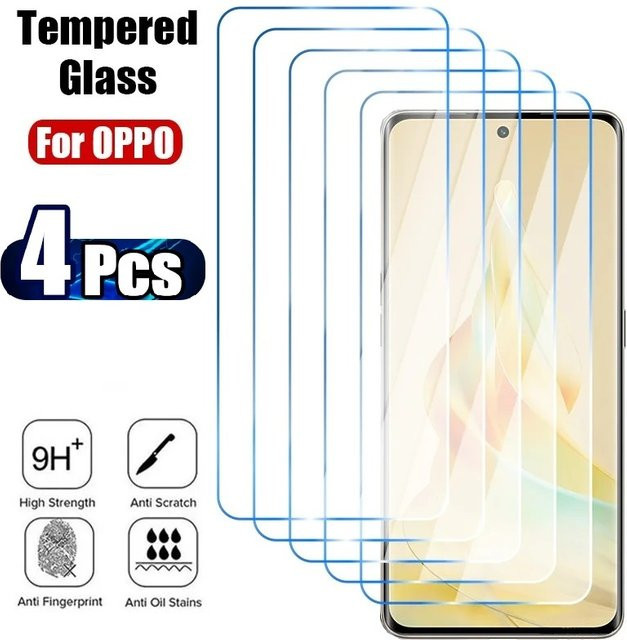 4er-Pack Gehärtetes Schutzglas für Oppo A98 5G, A79, A78, A59, A38, A58, A17, A53s, A73, A93 in Transparent - Bild 1