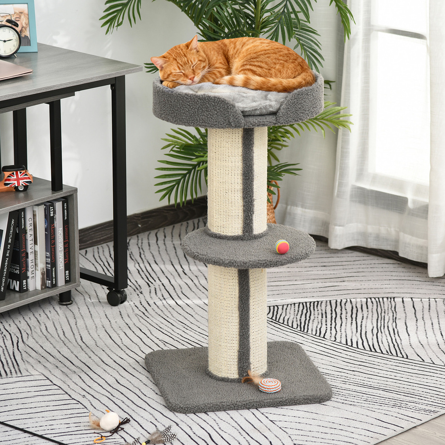 PawHut Kratzbaum für Katzen in Grau mit Sisal und Plattform für Spiel und Entspannung - Bild 2