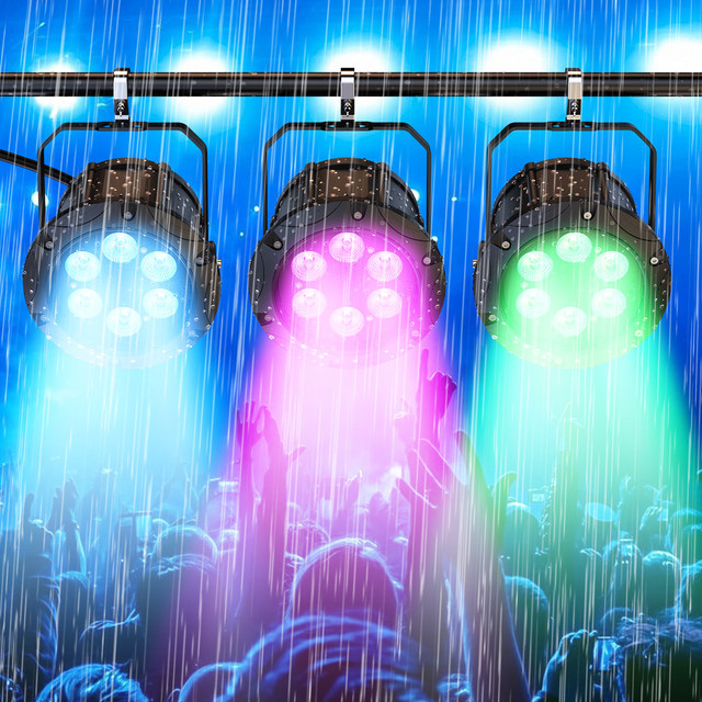Yiflamefly 4er-Set IP67 Wasserdichte RGBW LED Par-Scheinwerfer mit DMX-Steuerung und Stroboskop-Effekt für Außenbeleuchtung und DJ-Einsätze in Schwarz - Bild 1