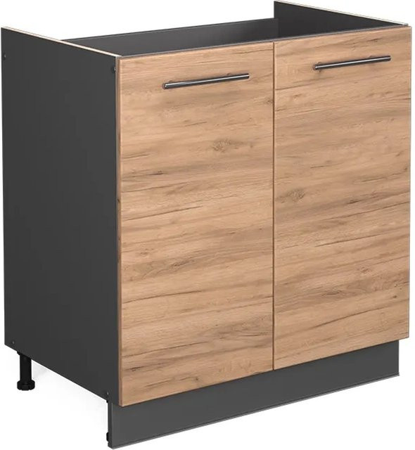 Vicco Spülenunterschrank Fame-Line Küchenschrank in Anthrazit und Eiche mit Breite: 80 cm - Bild 2