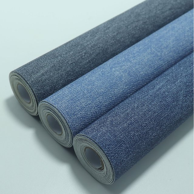 Kunstleder-Denim-Lederstoff in Blau für DIY-Projekte, 1 Rolle, Breite: 30 cm, Länge: 135 cm - Bild 1