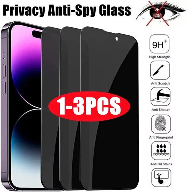 SFHOMIE Privacy Displayschutzfolie aus gehärtetem Glas für iPhone 14, Anti-Spy Full Cover Schutzglas - Bild 1