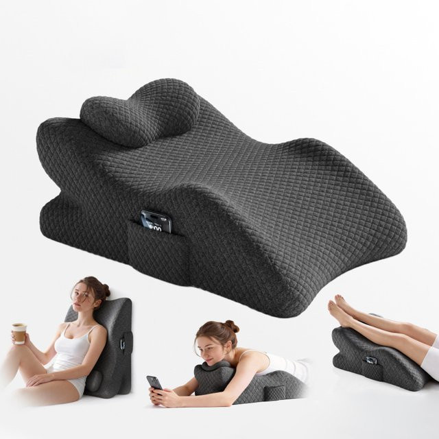 HEHUAI HT Orthopädisches Memory-Schaum Lendenwirbelstützkissen in Schwarz zur Linderung von Rückenschmerzen für Bürostuhl und Bett - Bild 1