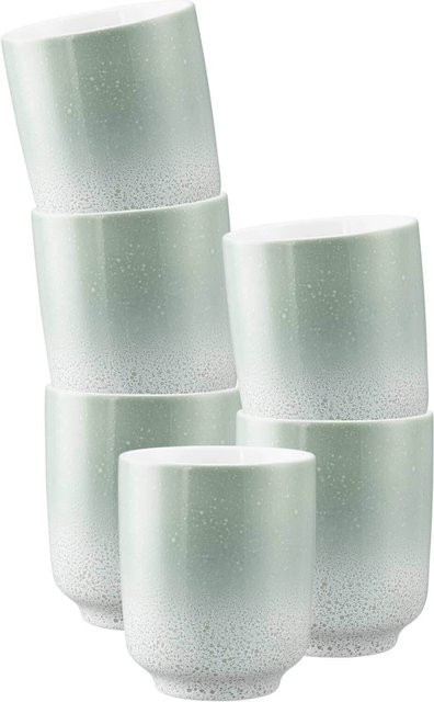 Seltmann Weiden Kaffeebecher Sento Home ohne Henkel, Grün, 6er Set, 400 ml pro Becher - Bild 1