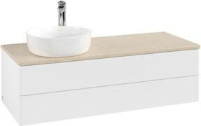 V&B Waschtischunterschrank Antao mit Beleuchtung, Weiß lackiert, B/T/H: 120 x 50 x 50 cm - Bild 1