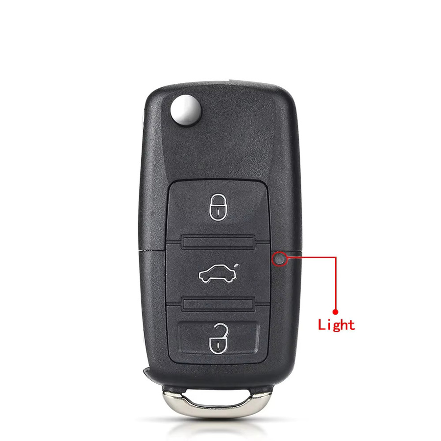 Keyyou Faltbares Auto Fernbedienung Schlüsselgehäuse mit Anhänger für Volkswagen VW Golf Jetta Passat CC Tiguan Polo Käfer Touran, Schwarz - Bild 2