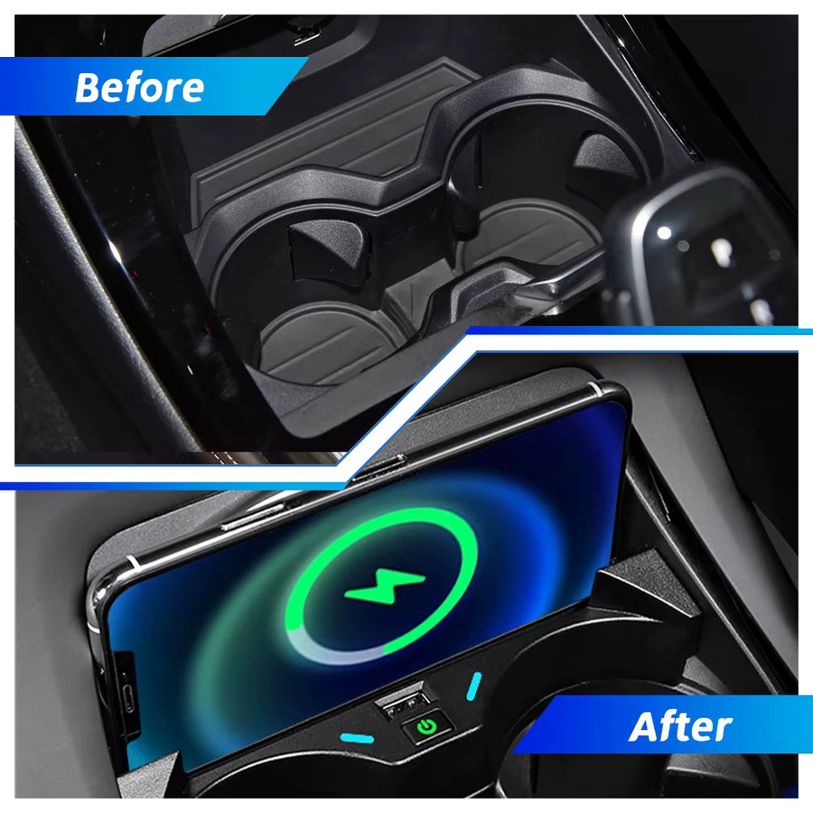MOCENDO 15W Qi kabelloses Schnellladegerät und automatischer Telefonhalter für BMW X1 X2 F48 F39 2020-2022, Schwarz - Bild 3