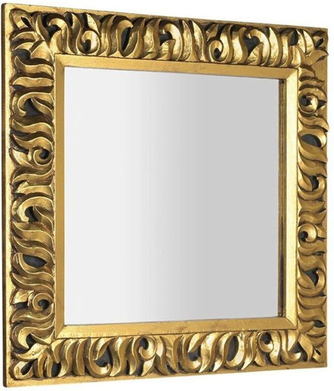 Sapho Spiegel Zeegreas in Gold, quadratisch, Holz, B/H: 90 x 90 cm - Bild 1
