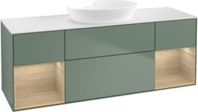 V&B Waschtischunterschrank Finion in Weiß mit Eichenregal, Breite: 160 cm - Bild 1