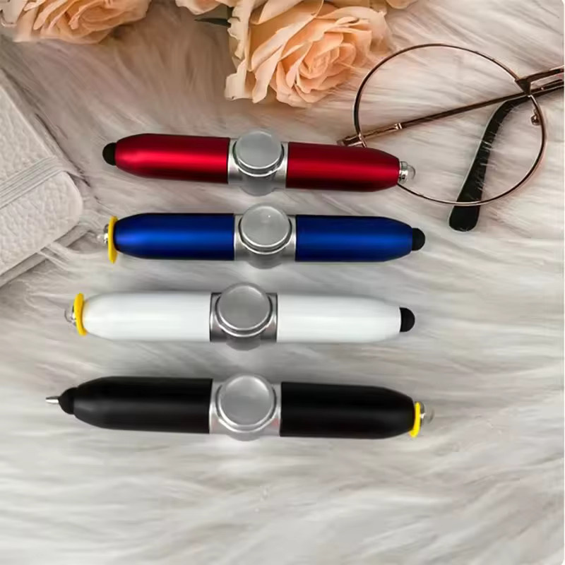 Multifunktionaler Gyro Spinner Stift mit LED-Licht als Stressabbau-Spielzeug für Erwachsene in Weiß und Multicolour - Bild 4