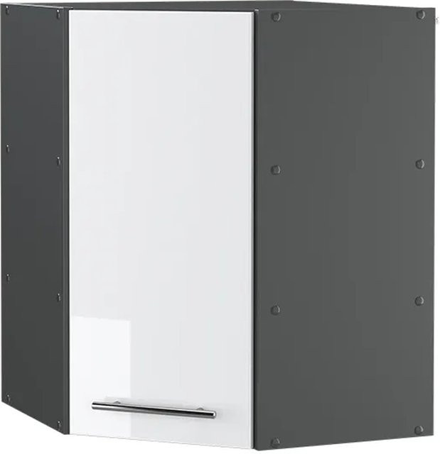 Vicco Eckhängeschrank Fame-Line Küchenschrank Weiß Hochglanz Anthrazit mit Soft-Close-Türen und Regalböden Breite: 57 cm, Tiefe: 24,12 cm, Höhe: 52 cm - Bild 2