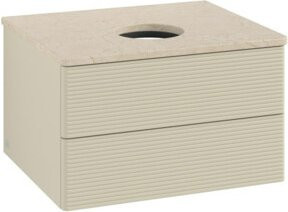 V&B Waschtischunterschrank Antao mit Frontstruktur und Beleuchtung in Grau lackiert, B/T/H: 60 x 36 x 50 cm - Bild 1