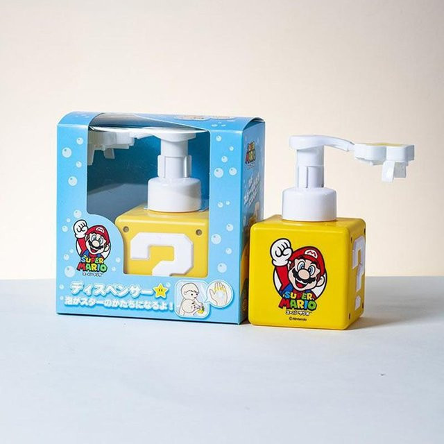 Pansyf Super Mario Bros Seifenspender aus Kunststoff in Gelb mit Pumpspender für Flüssigseife, Shampoo oder Duschgel - Bild 1