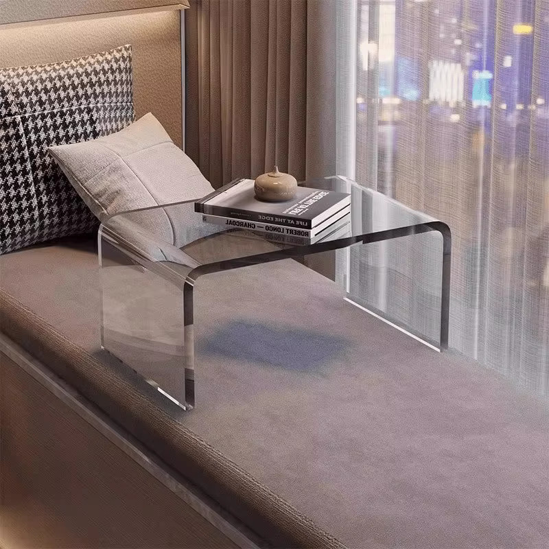 Moderner Acryl-Couchtisch von LIUSHADUOLA in Transparent, rechteckiger Beistelltisch aus Kunststoff für Wohnzimmer, Büro oder Garten - Bild 2