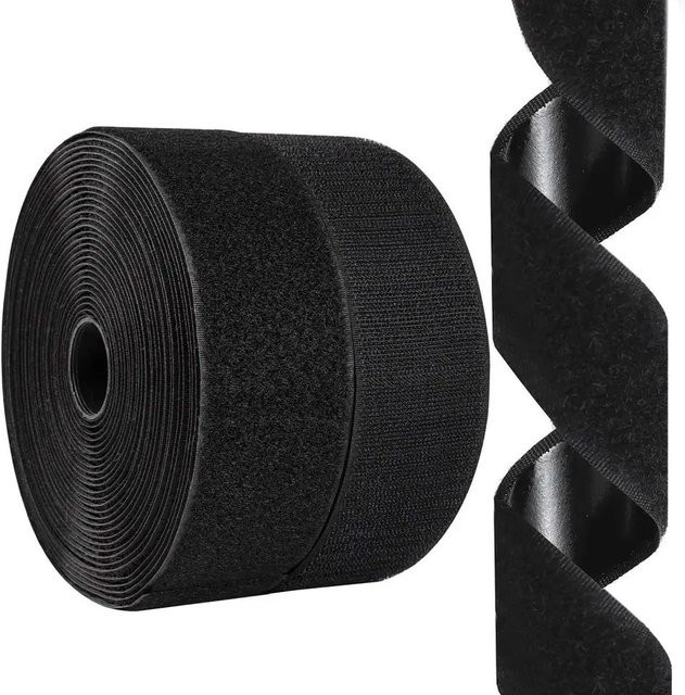 10 Meter Klettverschlussband zum Nähen, wiederverwendbare Nylon-Verschlussbänder in Schwarz, Breite: 20 mm, 25 mm, 30 mm oder 50 mm - Bild 1