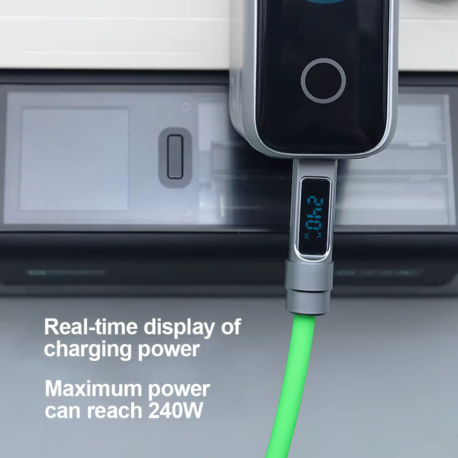 VBNM USB-C auf Typ-C Ladekabel mit Digitalanzeige und 240W Schnellladefunktion in Schwarz oder Grün - Bild 3