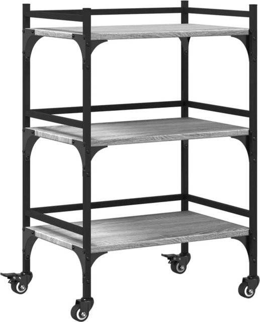 vidaXL Küchenwagen in Grau Sonoma aus Holzwerkstoff und Stahl, B/T/H: 50 x 35 x 75,5 cm - Bild 1