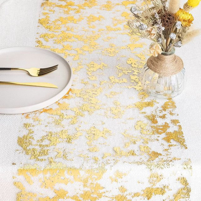 Cyuan Tischläufer mit Glitzer-Pailletten in Gold und Silber für Party, Hochzeit oder Weihnachten - Bild 1