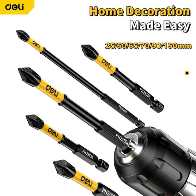Deli 6-teiliges Kreuzschraubendreher-Set in Schwarz mit magnetischem Kopf und hoher Härte - Bild 1
