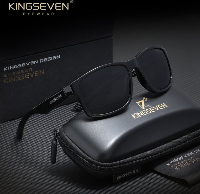 KINGSEVEN Sonnenbrille, Vollrand, Square, Kunststoff, Schwarz, Damen, polarisiert - Bild 1