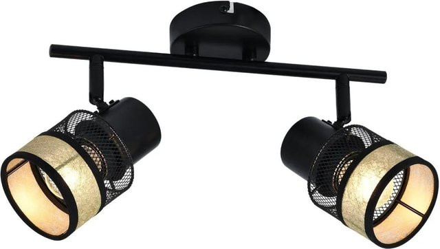 ZMH Deckenstrahler 2-flammig in Schwarz und Gold mit Stoffschirm, schwenkbar, E27 LED max. 25W - Bild 1