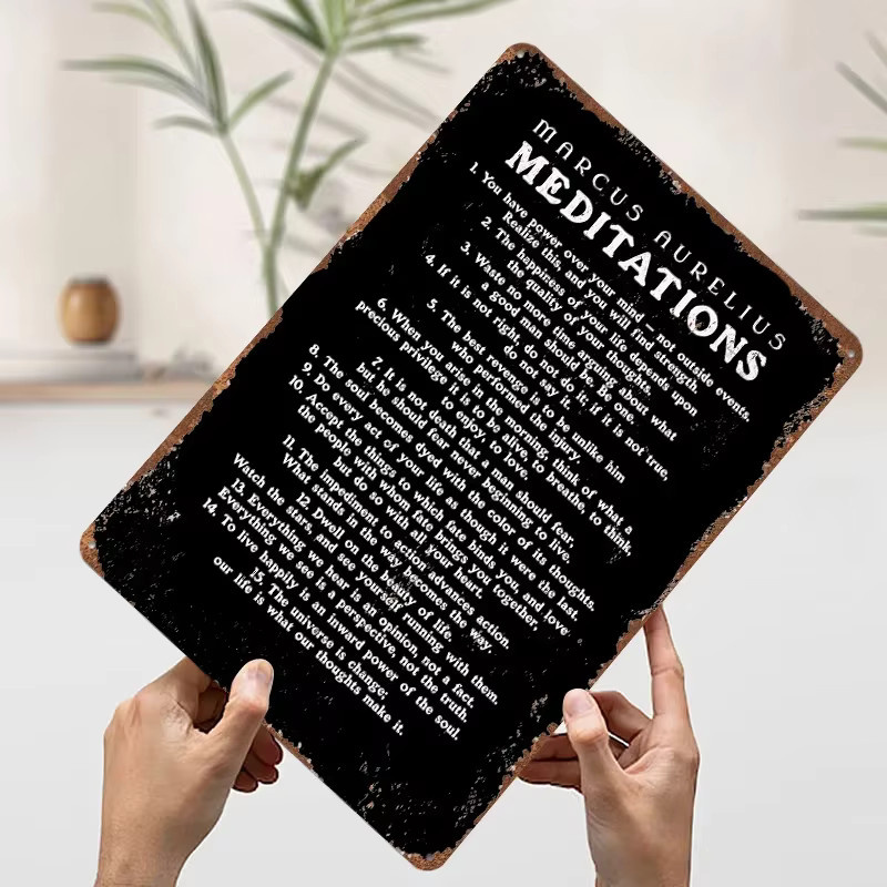 Potdemiel Metallposter Marcus Aurelius Meditations Zitate Wandkunst aus Metall - Bild 3