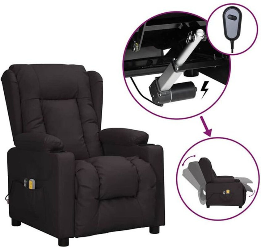 Elektrischer Massagesessel Relaxsessel von vidaxl in Schwarz aus Kunstleder und Metall - Bild 1