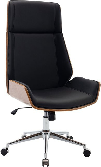 TPFLiving Bürostuhl Bredow Schwenkbarer Drehstuhl aus Kunstleder in Walnuss und Schwarz, B/T/H: 63,0 x 60,0 x 121,0 cm - Bild 1