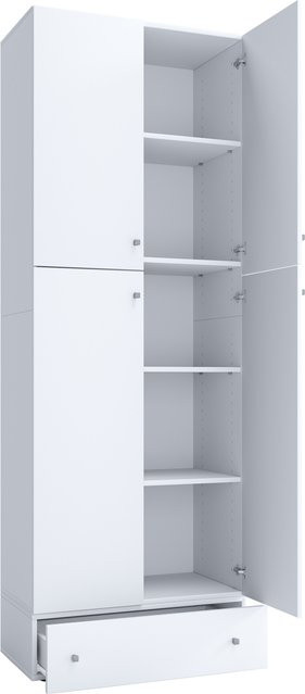 VCM Büroschrank Lona Weiß mit Drehtüren, Schubladen und verstellbaren Regalböden, B/H/T: 70 x 200 x 39 cm - Bild 1
