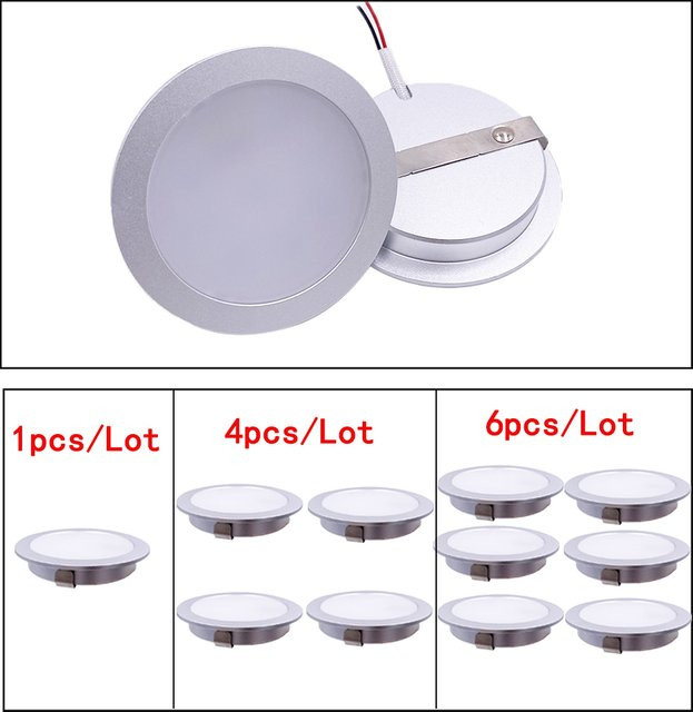 Ohlite Mini-LED-Einbaustrahler Set, ultraflache runde Deckenleuchte für Vitrine, Camping und Auto, DC12V 24V, Weiß - Bild 1