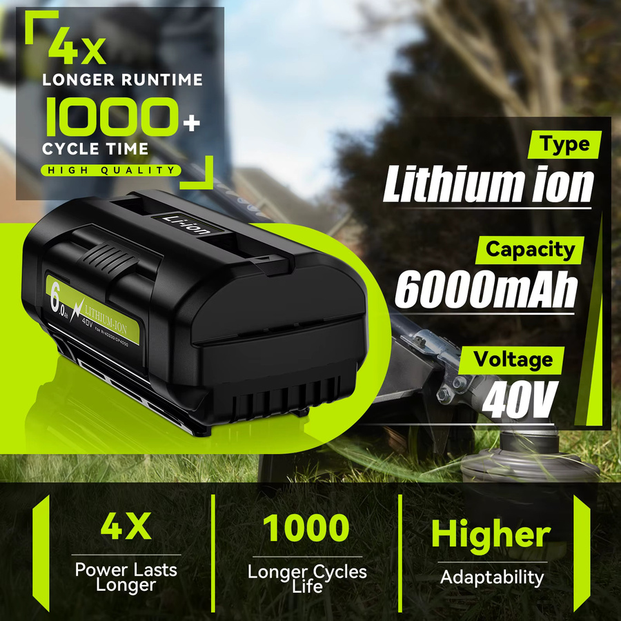 Ryobi Li-Ion Akku 40V 6000mAh Ersatzbatterie für OP4050 OP4030 OP4060A OP40201 OP40301 - Bild 2