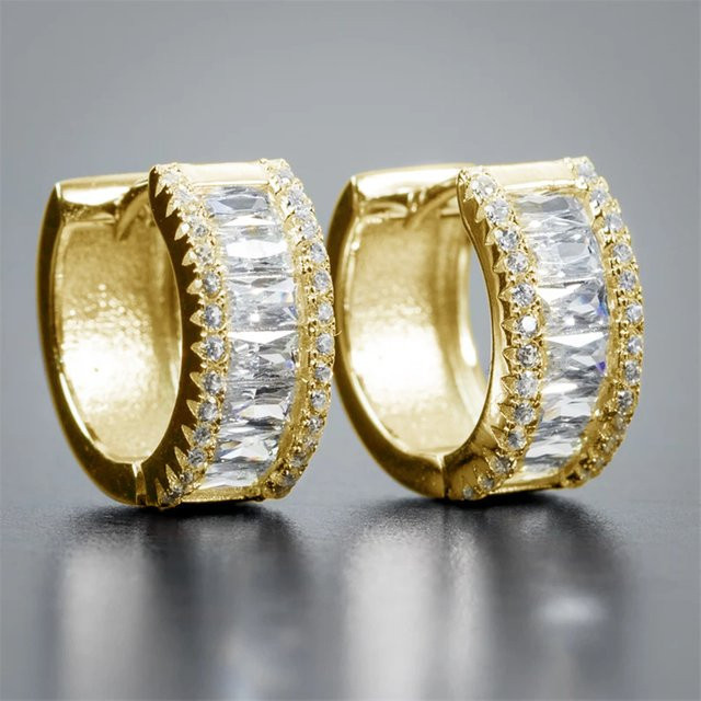 Huitan Mode Creolen, Gold, Zirkonia, Kristall, Damen - Bild 1