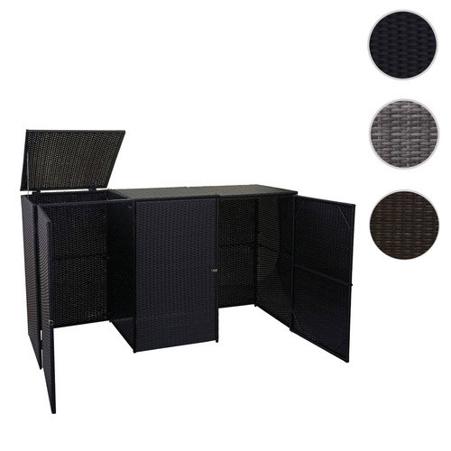 MVG Mülltonnenverkleidung MVG-E25 aus Poly-Rattan und Stahl in Schwarz, B/H/T: 195 x 110 x 66 cm, passend für 3 x 120 L Mülltonnen - Bild 3