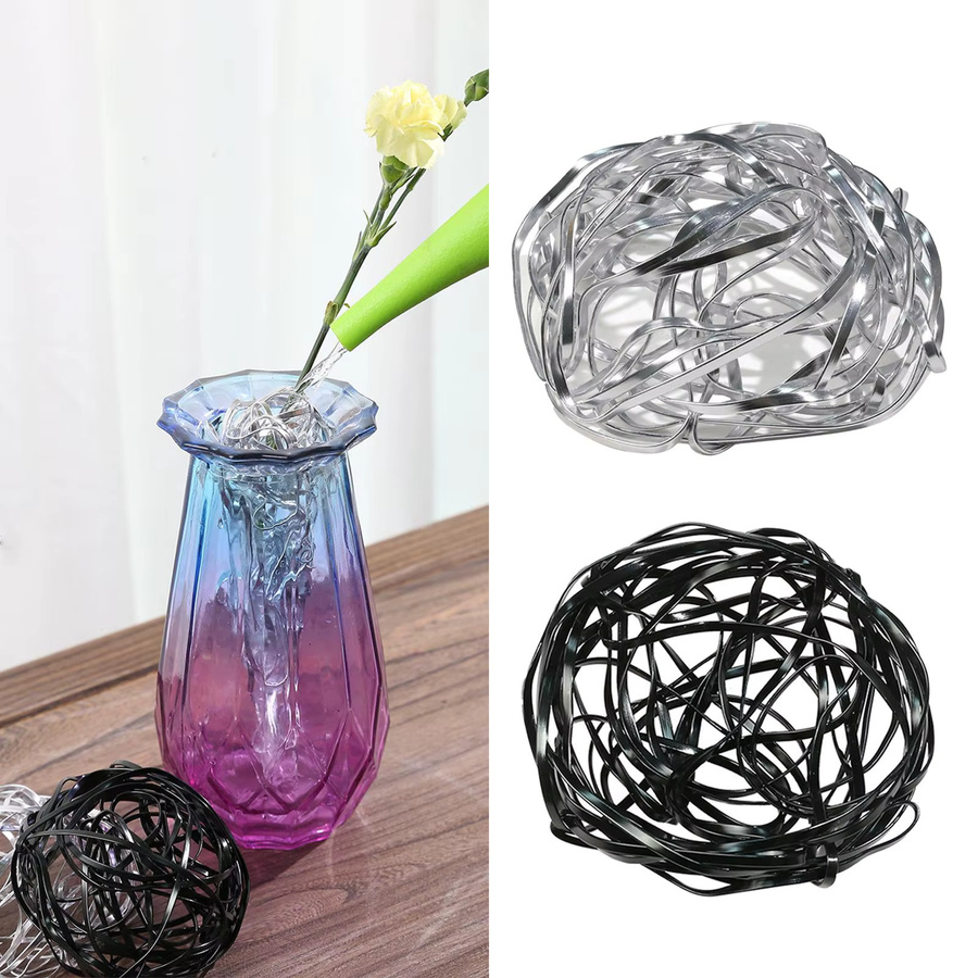 Homyl Ikebana Blumenarrangierer für die Tischplatte, drehbar und biegbar, Silber - Bild 4